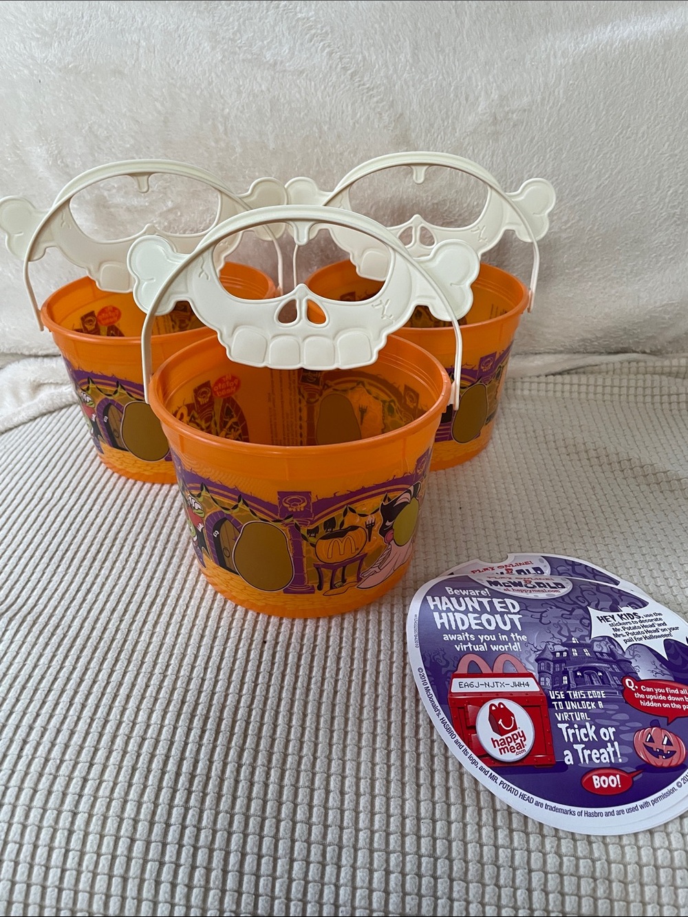 McDonald's 2010 Orange Halloween Mr Potato Head Pail with Character Graphic